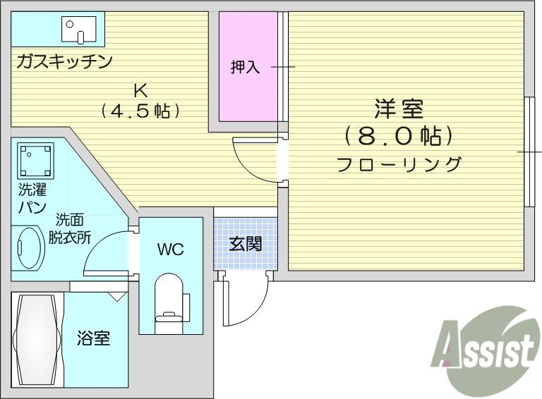 レジデンス黒木(1K/2階)の間取り写真