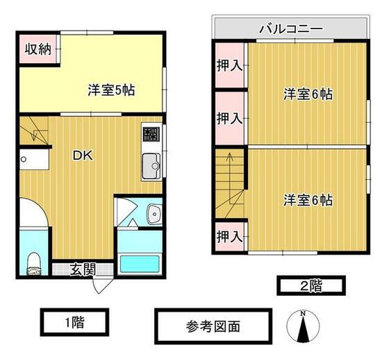 豊栄ハイツC(3K/1階)の間取り写真