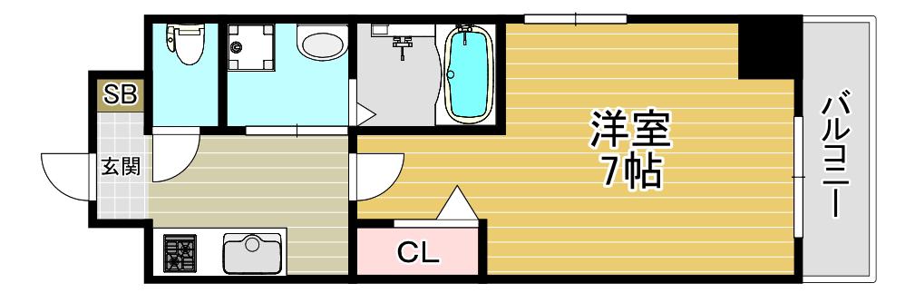 ロジュマン花川(1K/8階)の間取り写真