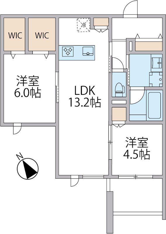 パークアヴェニュー湘南辻堂 南棟(2LDK/1階)の間取り写真