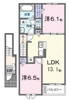 コモドカーサ III(2LDK/2階)の間取り写真