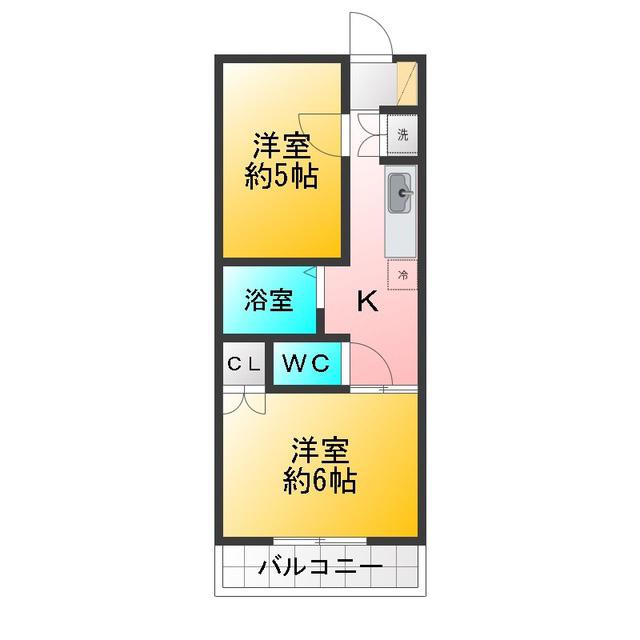 パールビル(2K/2階)の間取り写真