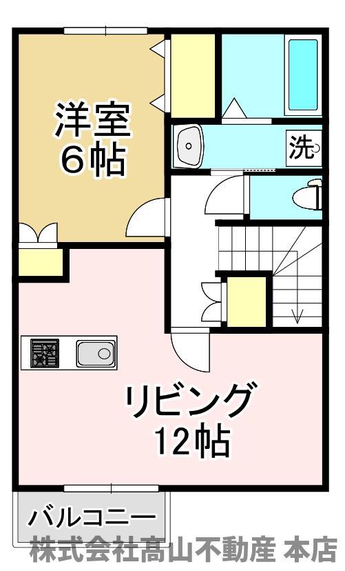 ラフォーレあおいA(1LDK/2階)の間取り写真