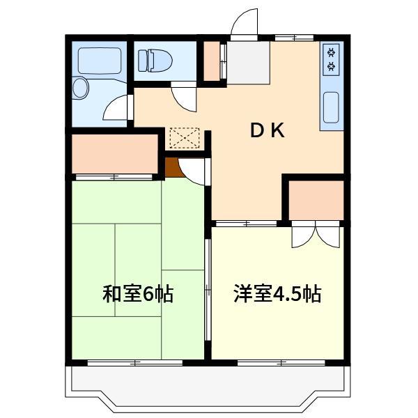 エランドールビー(2DK/1階)の間取り写真