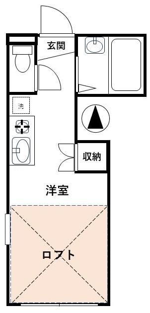 ラ・セルジュ新宿落合 事務可 敷礼無 ロフト 外国籍 宅配BOX有(ワンルーム/2階)の間取り写真