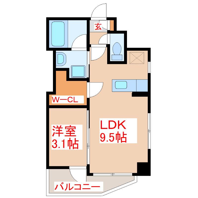 さくらヒルズベイサイドI(1LDK/8階)の間取り写真