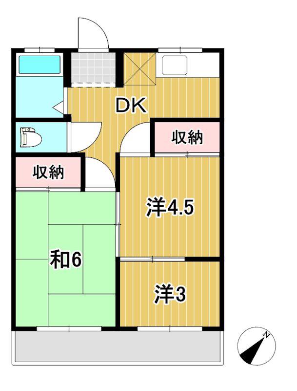 池の川マンション(3DK/1階)の間取り写真
