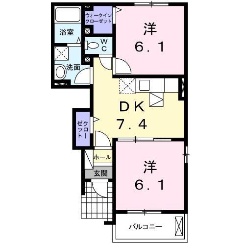 プリムローズA(2DK/1階)の間取り写真