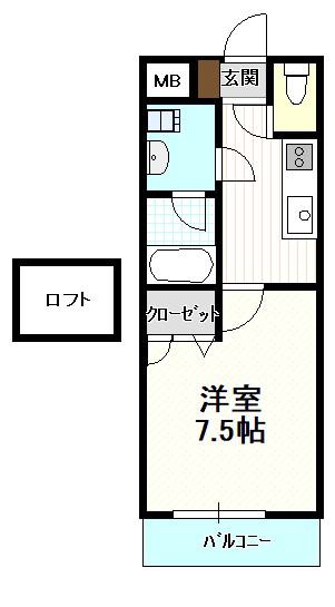 フジパレス岡田(1K/2階)の間取り写真