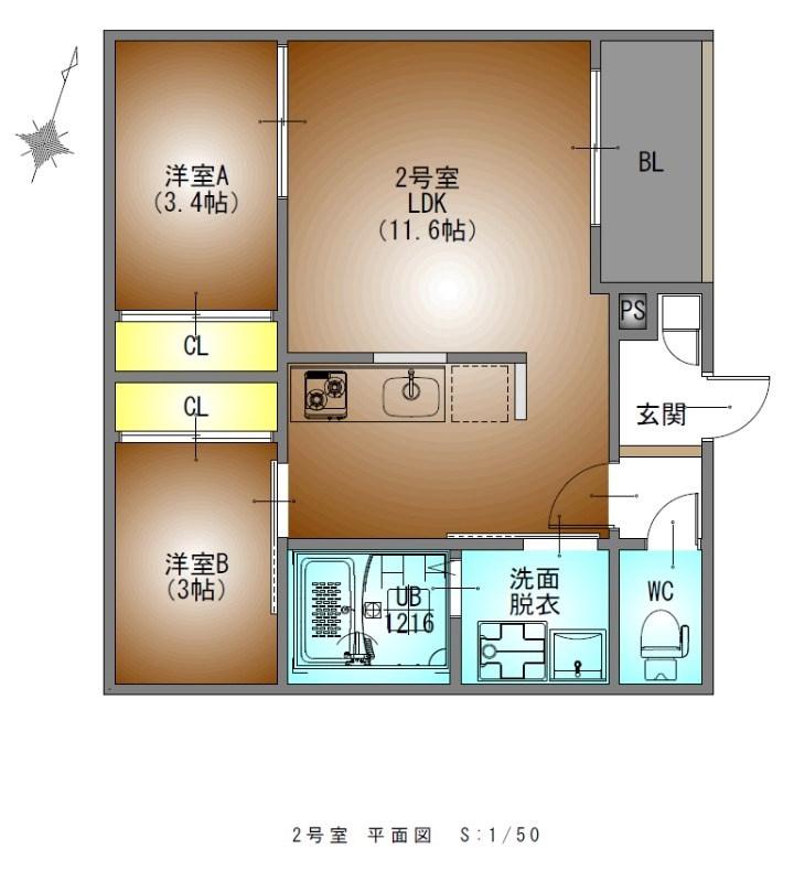 REGALEST本笠寺(2LDK/3階)の間取り写真