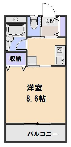 レインボウハウス(1K/3階)の間取り写真