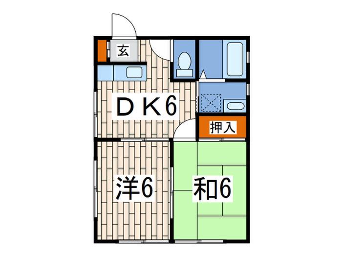 シーフロントB(2DK/1階)の間取り写真
