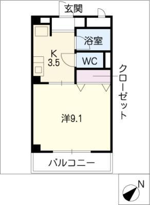 ハイツKANBE(1K/2階)の間取り写真