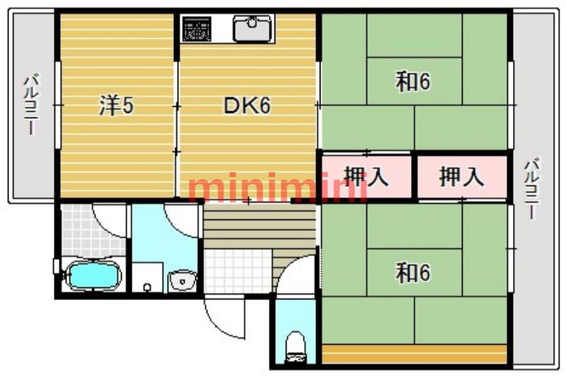 マンションTAKAYAI(3DK/3階)の間取り写真