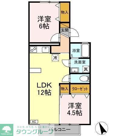 セジュールハイムB(2LDK/2階)の間取り写真