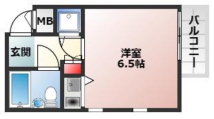 シャルマンフジ久米田参番館(1K/2階)の間取り写真