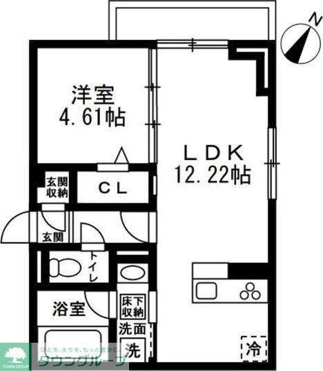 国立市谷保4丁目PJ 共同A棟(1LDK/2階)の間取り写真