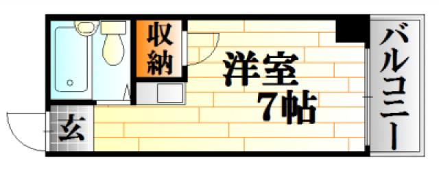 パートナー広島(1K/9階)の間取り写真