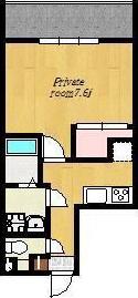 ARK RESIDENCE東谷山(1K/2階)の間取り写真