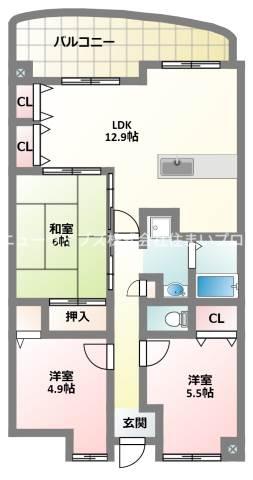 パールメガリス(3LDK/5階)の間取り写真