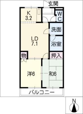 フォレスト赤池 A棟(2LDK/2階)の間取り写真