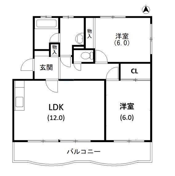 パークハイム和地山(2LDK/1階)の間取り写真