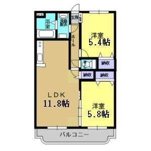 ユーミーつるた7(2LDK/2階)の間取り写真