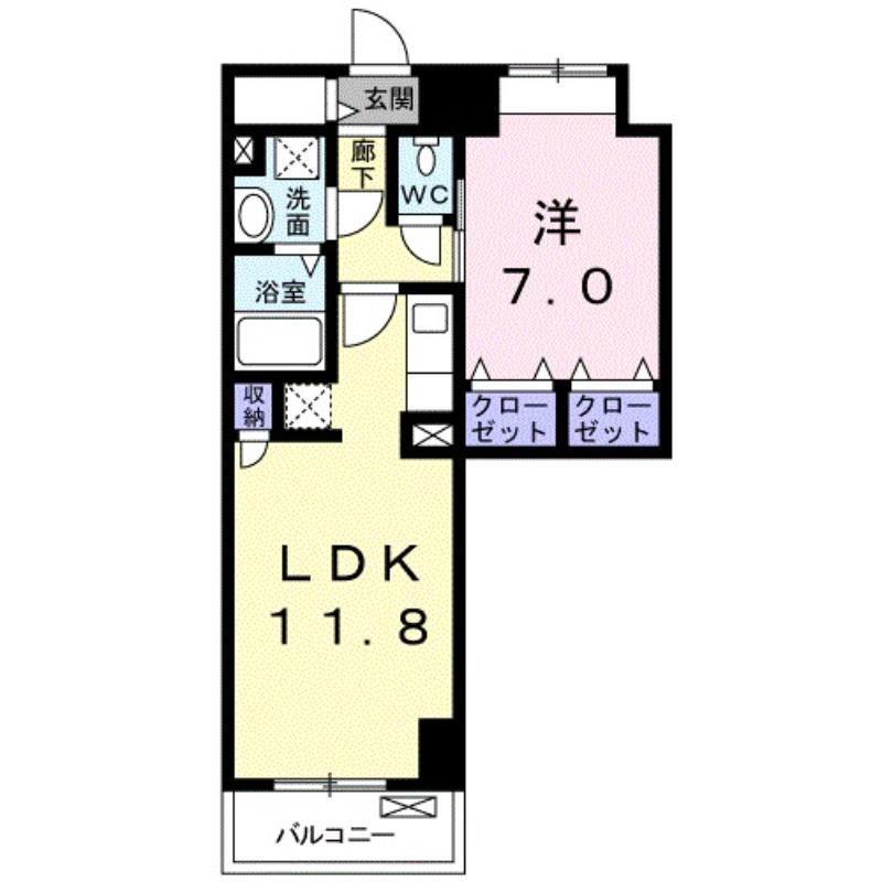 シティコア高崎(1LDK/4階)の間取り写真