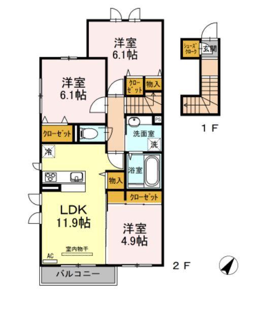 アルバ フォレスタ(3LDK/2階)の間取り写真