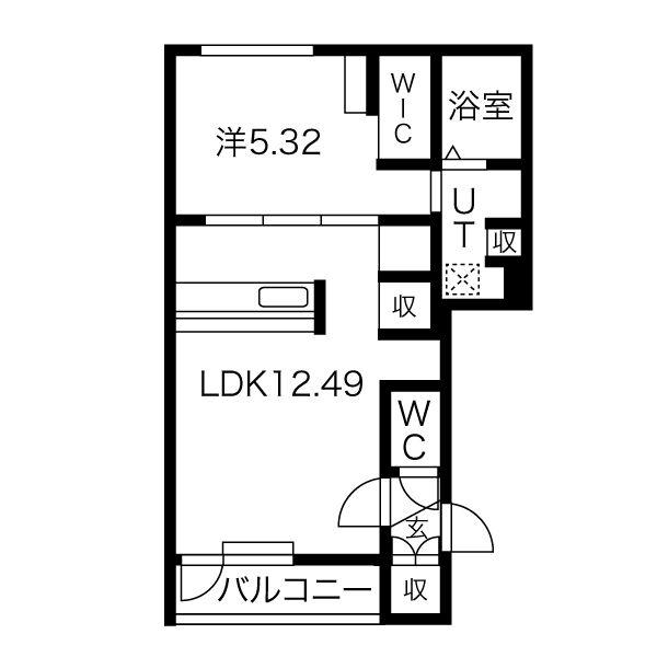 ネコフィーノ旭町I(1LDK/2階)の間取り写真