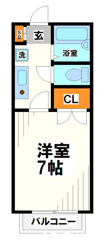 シャンブルC(1K/2階)の間取り写真
