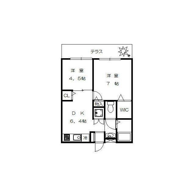 フォレスト等々力(2DK/1階)の間取り写真