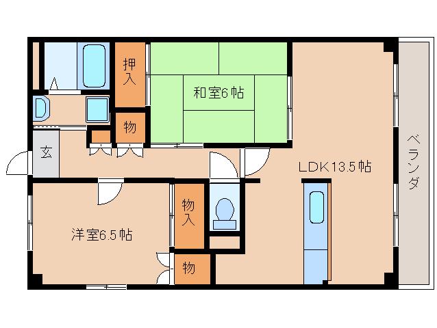 近鉄エルコート新大宮(2LDK/2階)の間取り写真