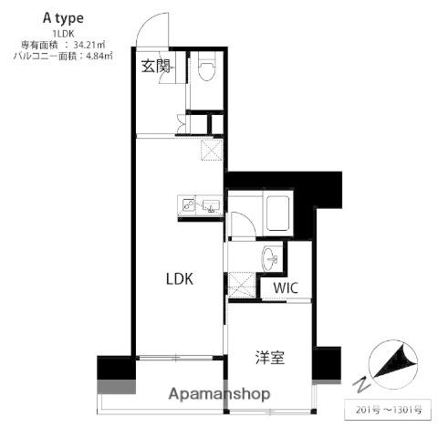 新品きマンション西中洲8KAGOOD福岡THE天神シティ(1LDK/7階)の間取り写真