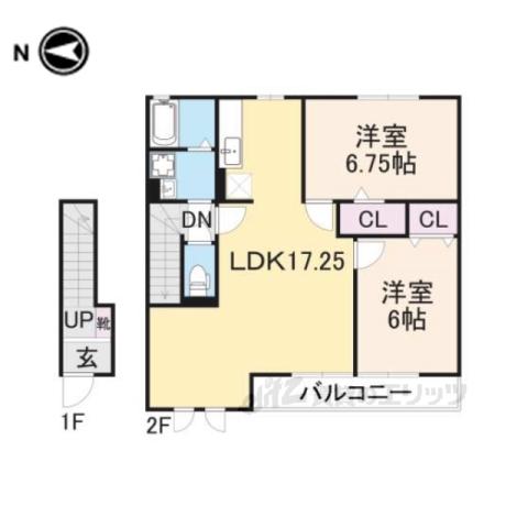 オークハイツA(2LDK/2階)の間取り写真