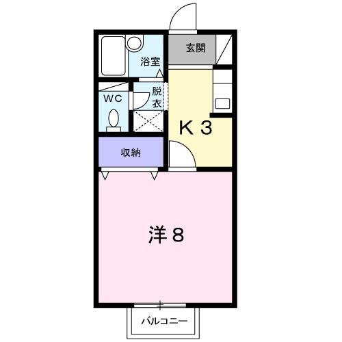 セジュール松降(1K/2階)の間取り写真