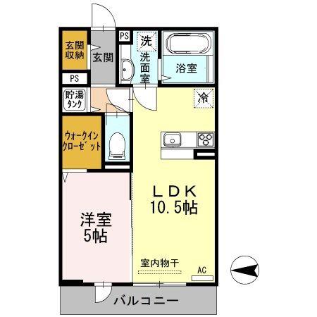 D-ROOM・SKIII(1LDK/2階)の間取り写真