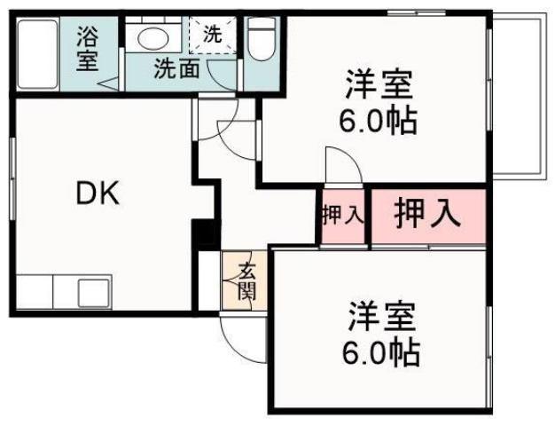 養浩ハウス(2DK/2階)の間取り写真