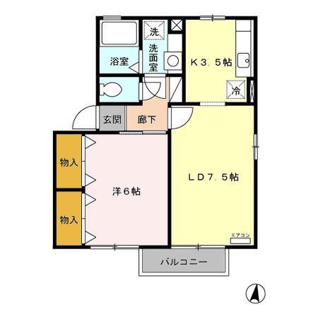 リジエール A/B(1LDK/2階)の間取り写真