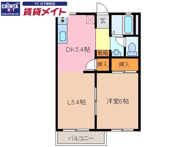 タウニー十宮(1LDK/2階)の間取り写真