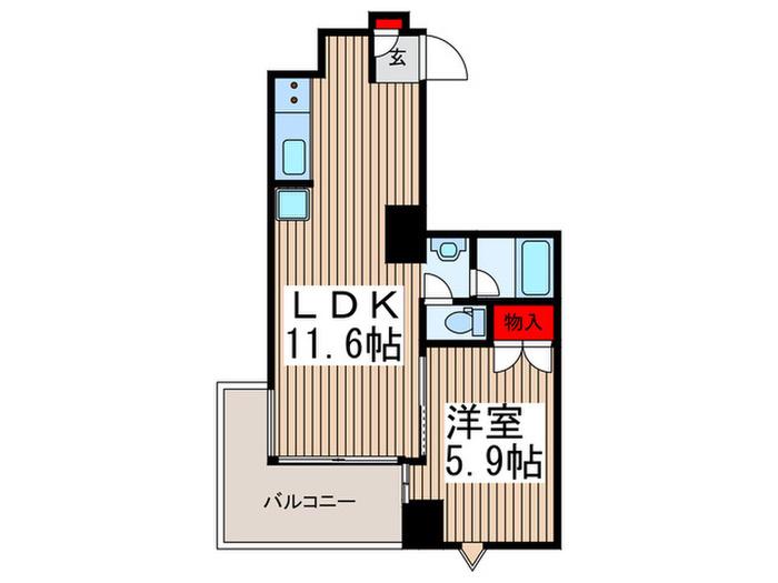 ラックヒル蕨(1LDK/2階)の間取り写真