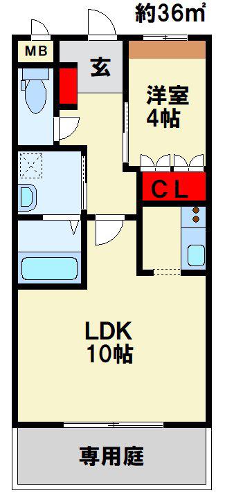 セントラルバレー.F(1LDK/1階)の間取り写真