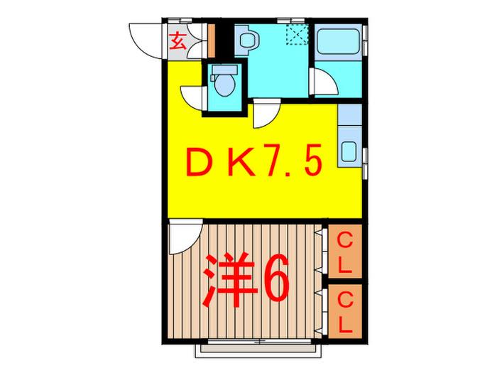 シーズハイム(1DK/2階)の間取り写真