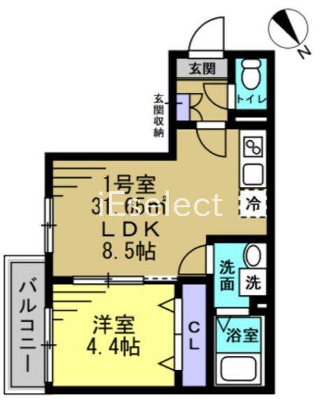 AJ稲毛(1LDK/1階)の間取り写真