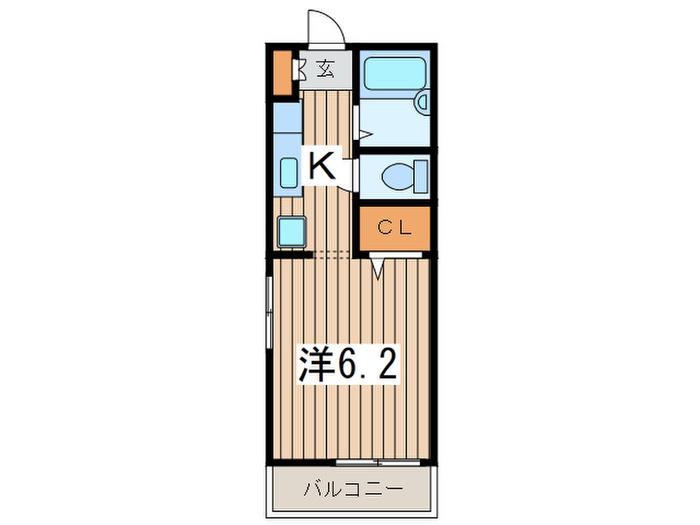 イーストフォレスト(1K/2階)の間取り写真