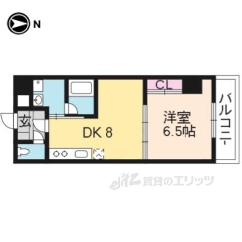 アミティエ山科(1DK/7階)の間取り写真