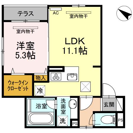 アヴニール(1LDK/1階)の間取り写真