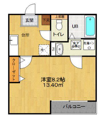 ワンメイルスクエア(1K/2階)の間取り写真