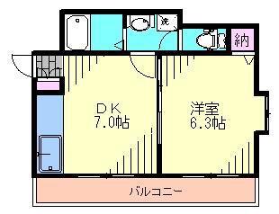 サンフラットあけぼの初音(1DK/3階)の間取り写真