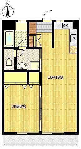 天神ビル(1LDK/6階)の間取り写真